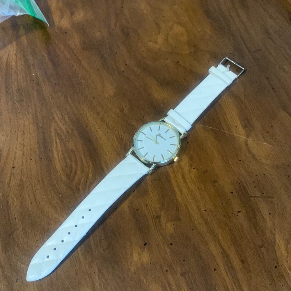 White Faux Leather Geneva Watch